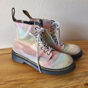 Dr. Martens 1460 Pascal Iridescent Rainbow Boots, Size 2 Youth